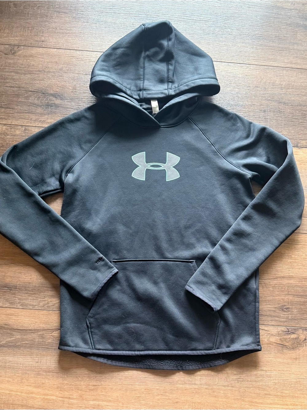 Under Armour Black Hoodie with Light Teal Logo